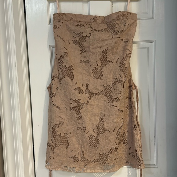 Bird by Juicy Couture Tan Strapless Lace Dress-M - Picture 2 of 9
